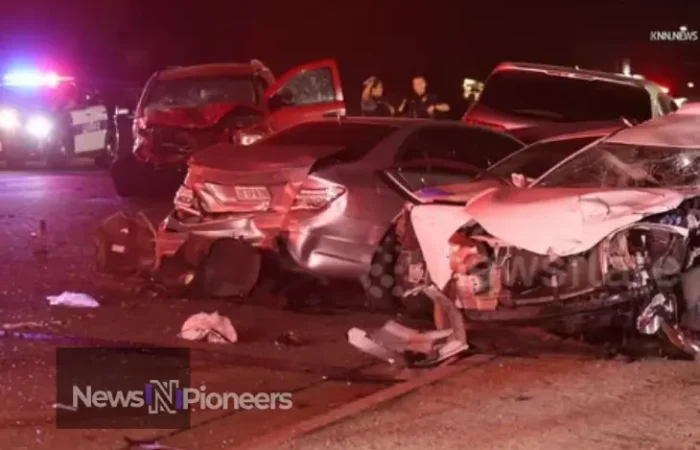 A scene from the Bakersfield car accident, highlighting the aftermath and community response.