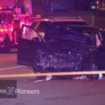 A car accident at night showing emergency responders at the scene, highlighting the dangers of driving after dark.