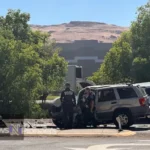 A scene from a car accident Reno NV, showing emergency services responding to the incident.