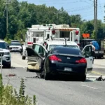 A car accident scene in Charlotte, highlighting the importance of road safety and awareness in the community.