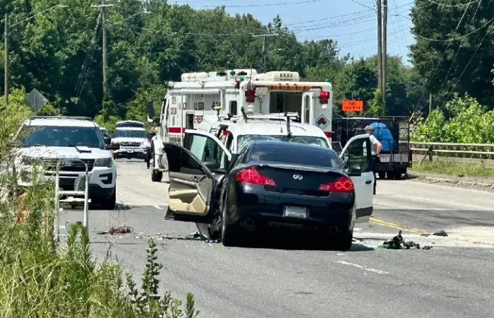 A car accident scene in Charlotte, highlighting the importance of road safety and awareness in the community.