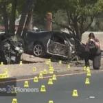 A scene from a Modesto car accident, highlighting the aftermath and emergency response efforts.