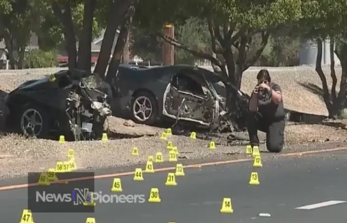 A scene from a Modesto car accident, highlighting the aftermath and emergency response efforts.