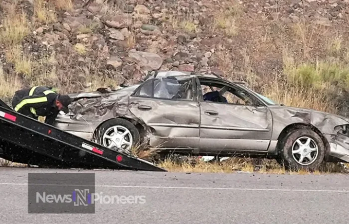 A tragic scene of the NM 502 car accident near Camino Entrada, capturing the aftermath and emergency response.