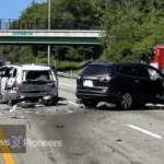 A somber scene depicting the aftermath of the North Hunterdon High School car accident involving Sophia DeTorres.