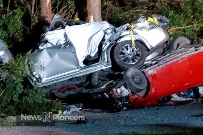 Aidan Galeano car accident scene with emergency services responding to the tragic incident that took the life of a 16-year-old in New Rochelle, New York.