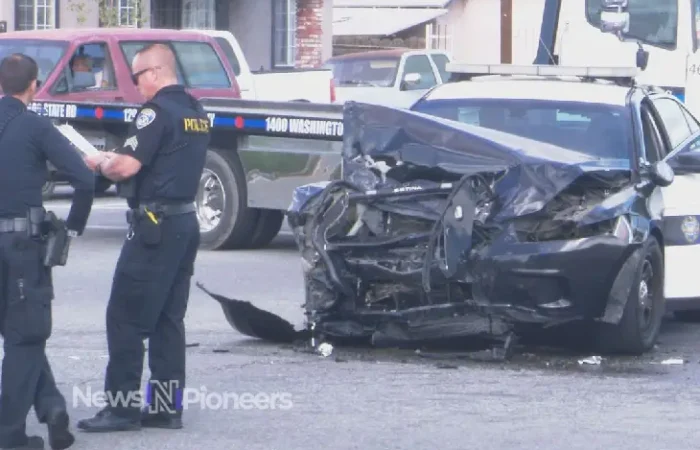 A police vehicle involved in the Bakersfield cop car accident on December 10, 2024, highlighting the accident's impact on the community.