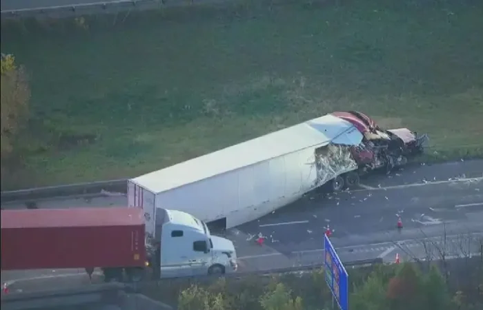 A car accident on I-90, illustrating the dangers and statistics related to road safety on this major highway.