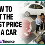 A person negotiating the price of a car with a car salesman.