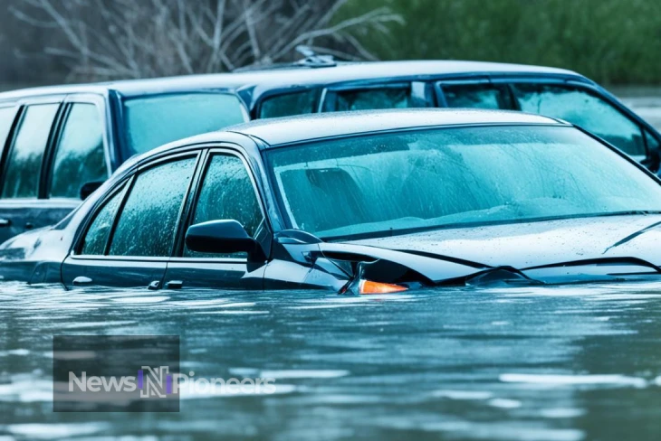 Car inspector examining vehicle for flood damage signs, focusing on "How to Spot a Flood-Damaged Car" techniques.