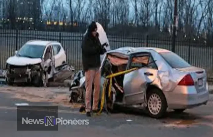 A car accident scene in Boston, highlighting the importance of road safety and the impact of car accidents in the city.