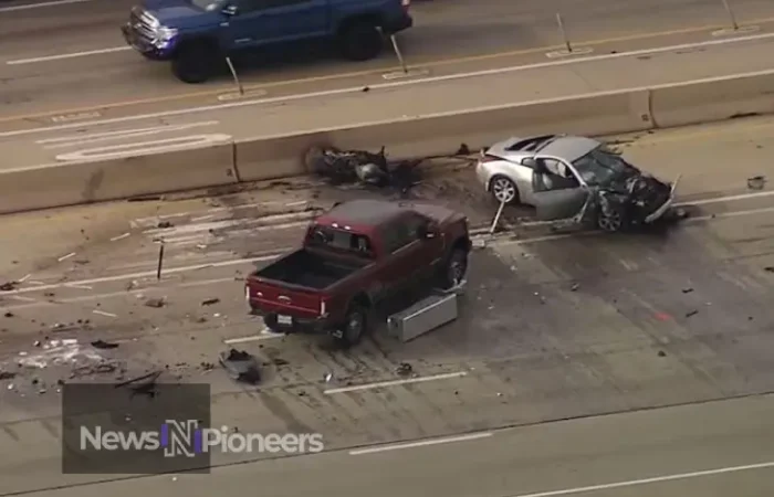 A motorcycle and sedan involved in a plano car accident, highlighting the importance of road safety.